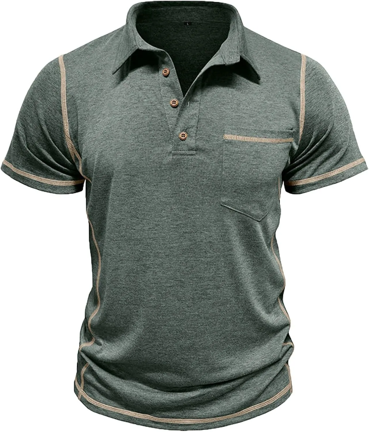 Mens Polo Shirts Short Sleeve Collared Button Polos Moisture Wicking Business Casual Work Golf Shirt with Pocket
