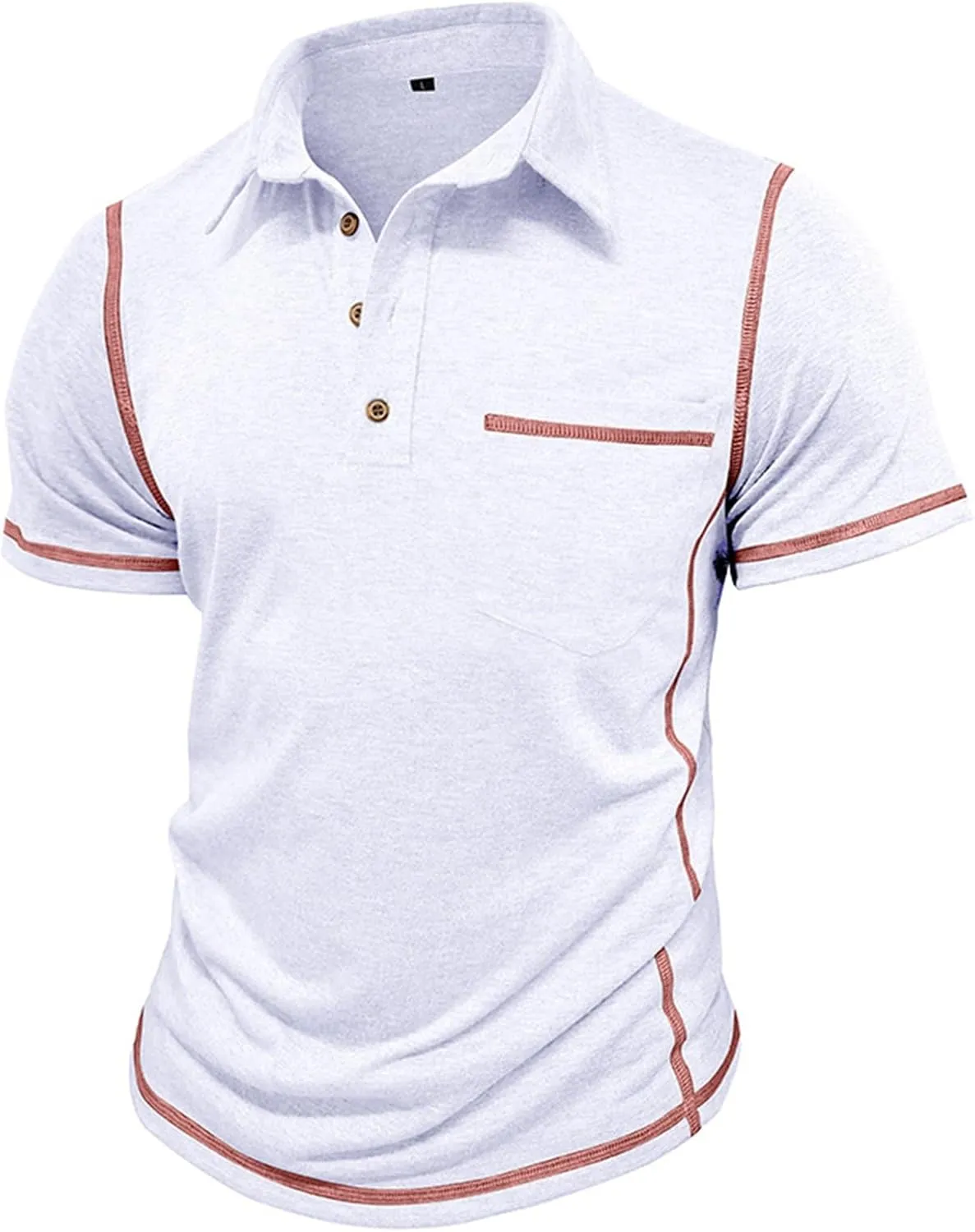Mens Polo Shirts Short Sleeve Collared Button Polos Moisture Wicking Business Casual Work Golf Shirt with Pocket