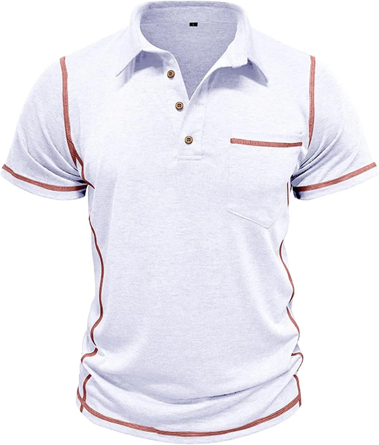 Mens Polo Shirts Short Sleeve Collared Button Polos Moisture Wicking Business Casual Work Golf Shirt with Pocket