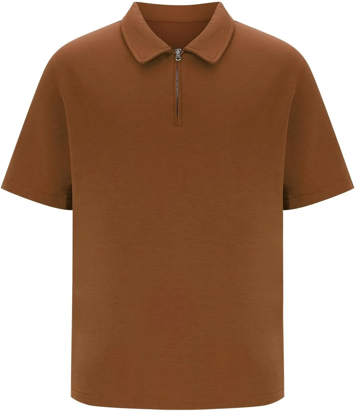 Mens Polo Shirts Short Sleeve Quarter Zip Golf Shirt Vintage Solid Collared Tshirt Loose Fit Casual Stylish Tops