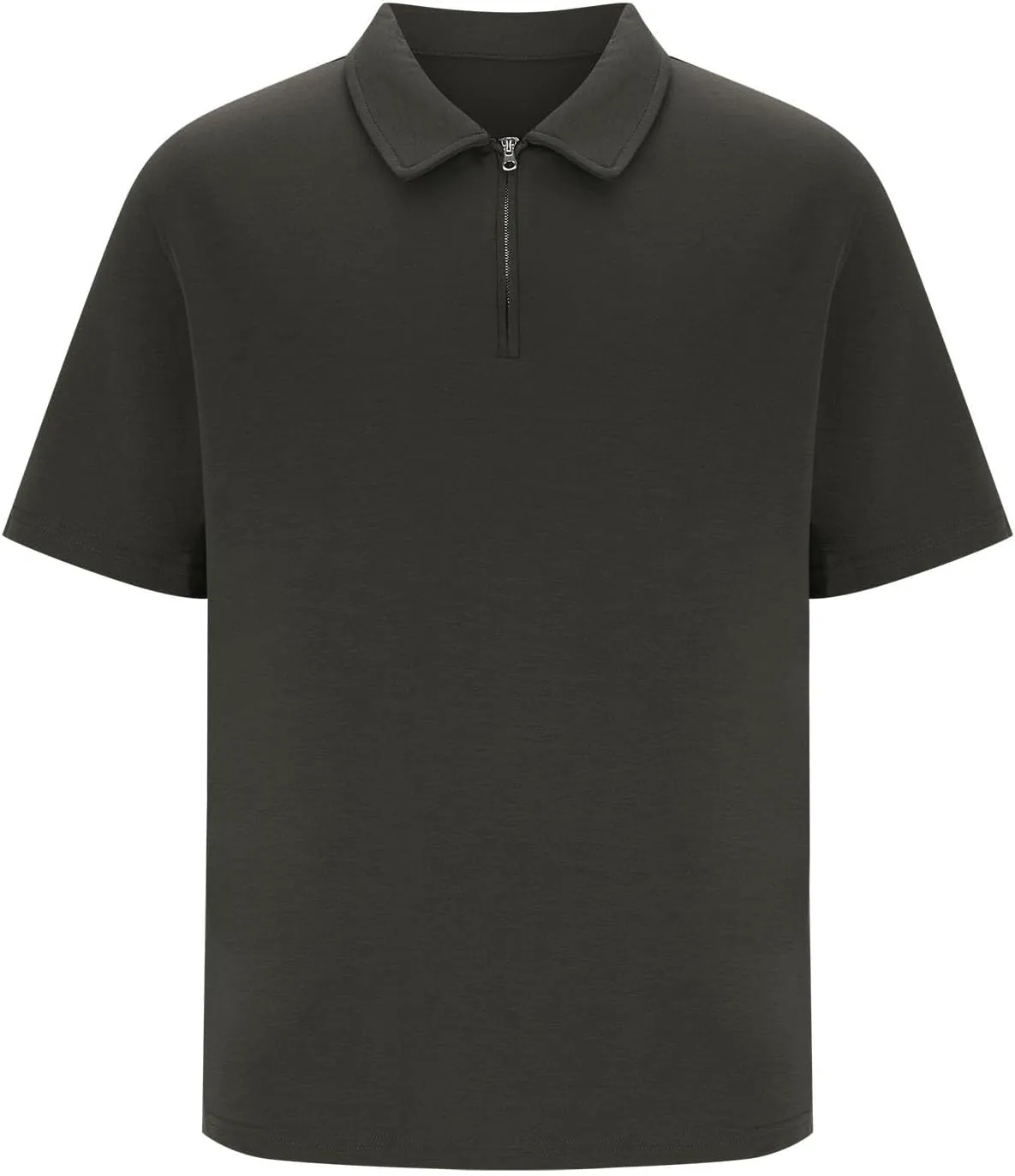 Mens Polo Shirts Short Sleeve Quarter Zip Golf Shirt Vintage Solid Collared Tshirt Loose Fit Casual Stylish Tops