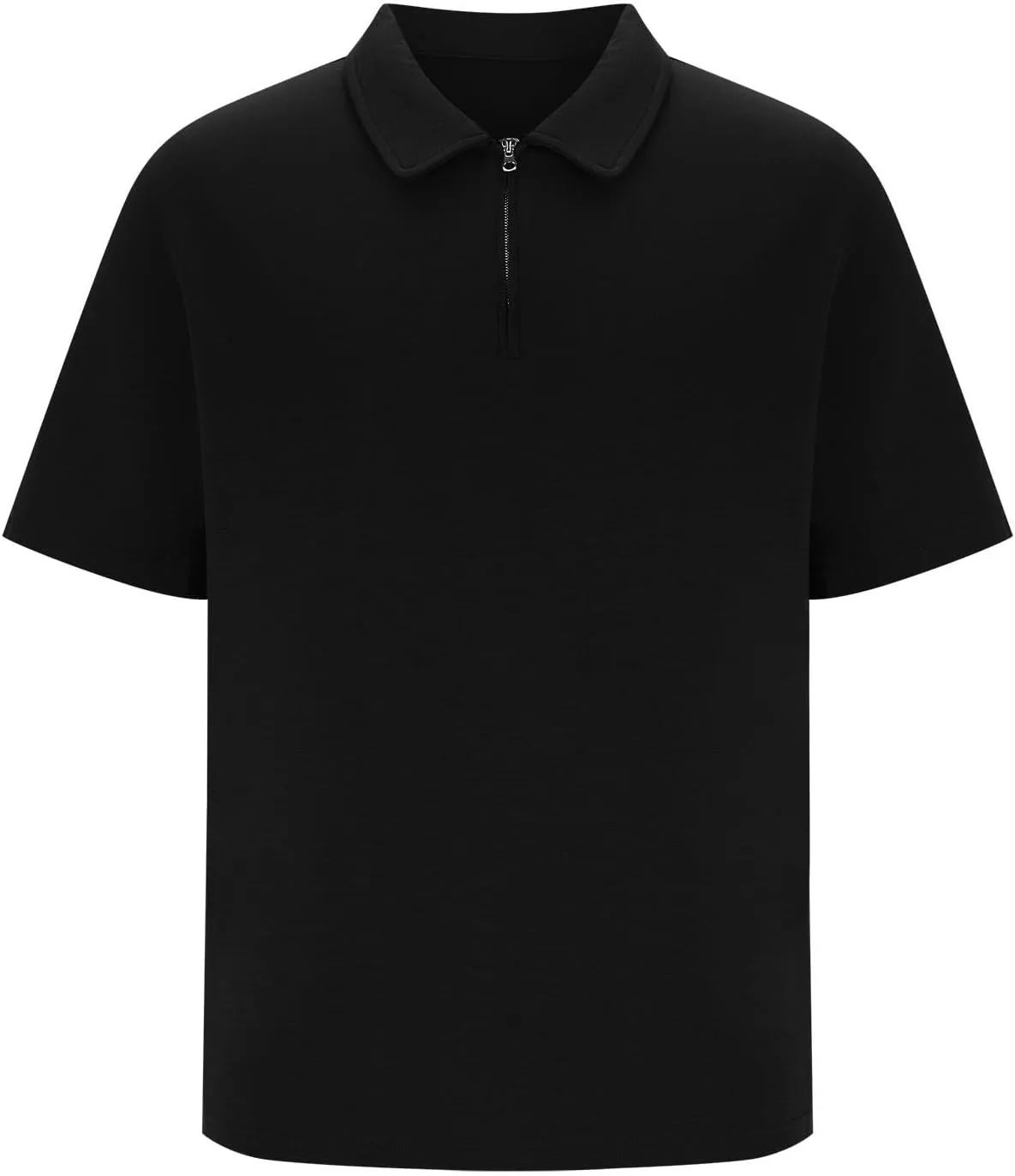 Mens Polo Shirts Short Sleeve Quarter Zip Golf Shirt Vintage Solid Collared Tshirt Loose Fit Casual Stylish Tops