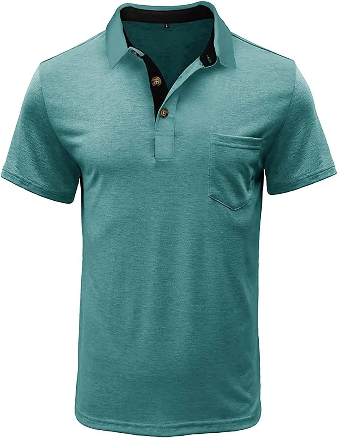 Men's Polo Shirts Summer Short Sleeve Casual 3 Button T-Shirts Classic Basic Golf Work Tees Tops with Pocket
