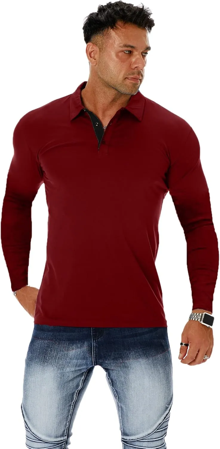 Men's Short & Long Sleeve Solid Polo Shirt Slim Fit Casual Basic Design