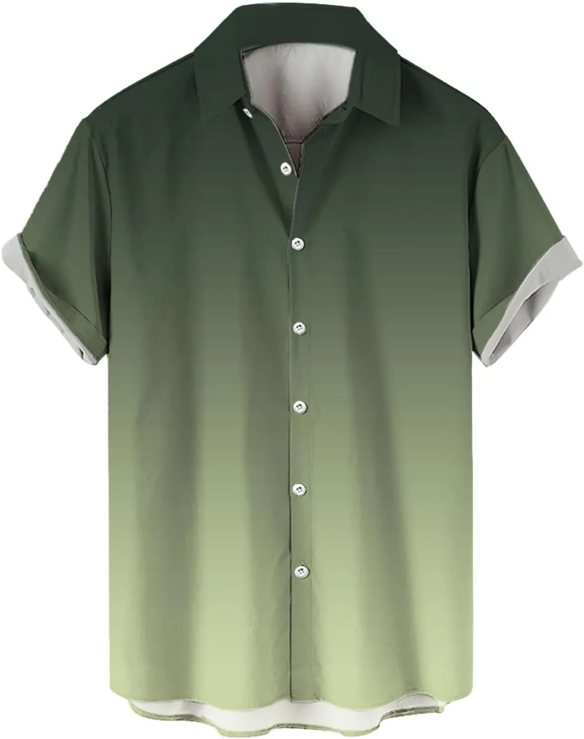 Mens Short Sleeve Button Down Shirts Casual Gradient Collarled T-Shirts Lightweight Summer Hawaiian Beach Hippie Tops