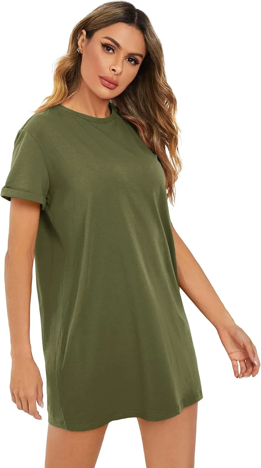 Milumia Women's Casual Tie Dye Short Sleeve Mini Tee Shirt Dress