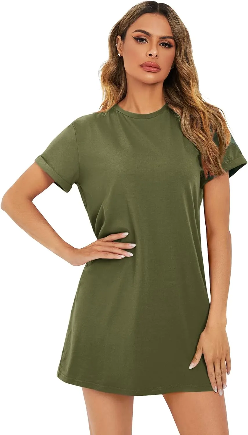 Milumia Women's Casual Tie Dye Short Sleeve Mini Tee Shirt Dress