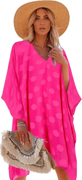 Moss Rose Women's Swimsuit Cover up Beach Kaftan for Bathing Suit with Floral Pattern