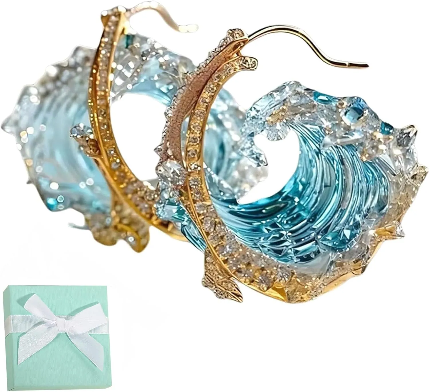 Ocean's Oath Jewelry Set, Romance From The Sea-Ocean's Oath Necklace Earrings Rings Set, Boho Summer Wave Jewelry Gift