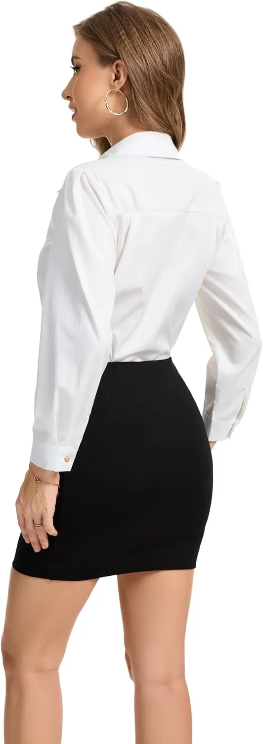 ODCOCD Women's Elastic Waist Stretch Bodycon Midi Knee Length Pencil Skirt/A Shape Skirt