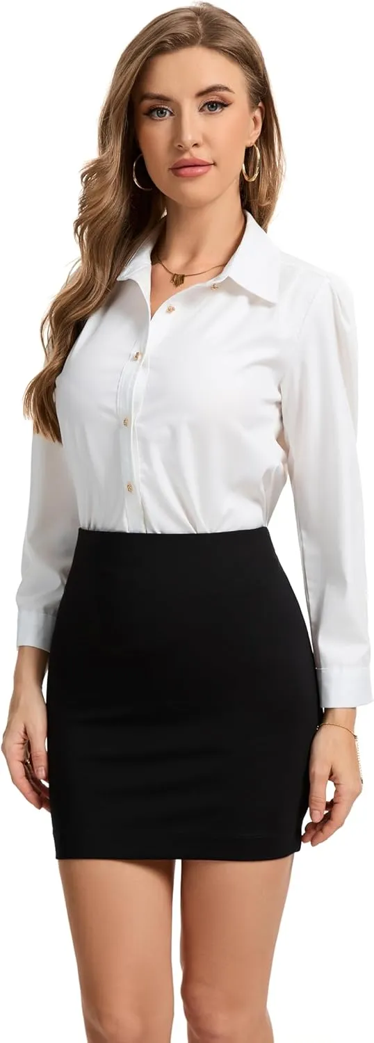 ODCOCD Women's Elastic Waist Stretch Bodycon Midi Knee Length Pencil Skirt/A Shape Skirt