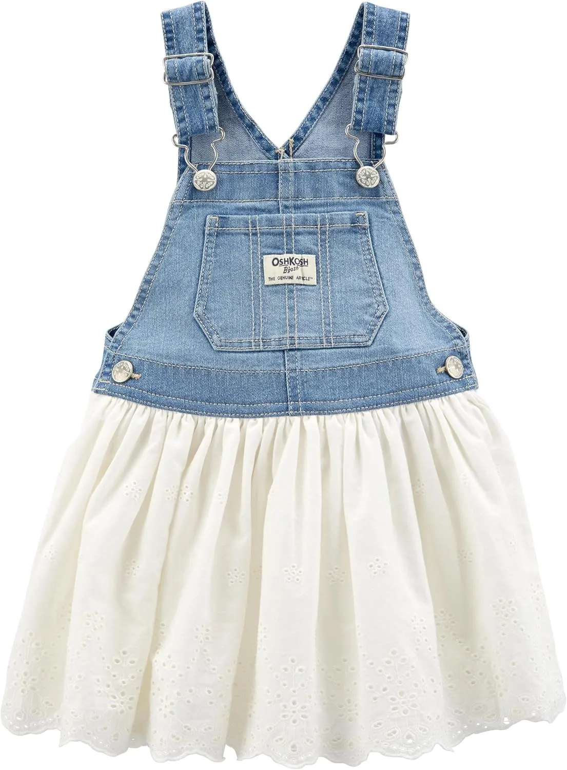 OshKosh B'Gosh baby girls World's Best Overalls, White Eyelet Wash, 24 Months US