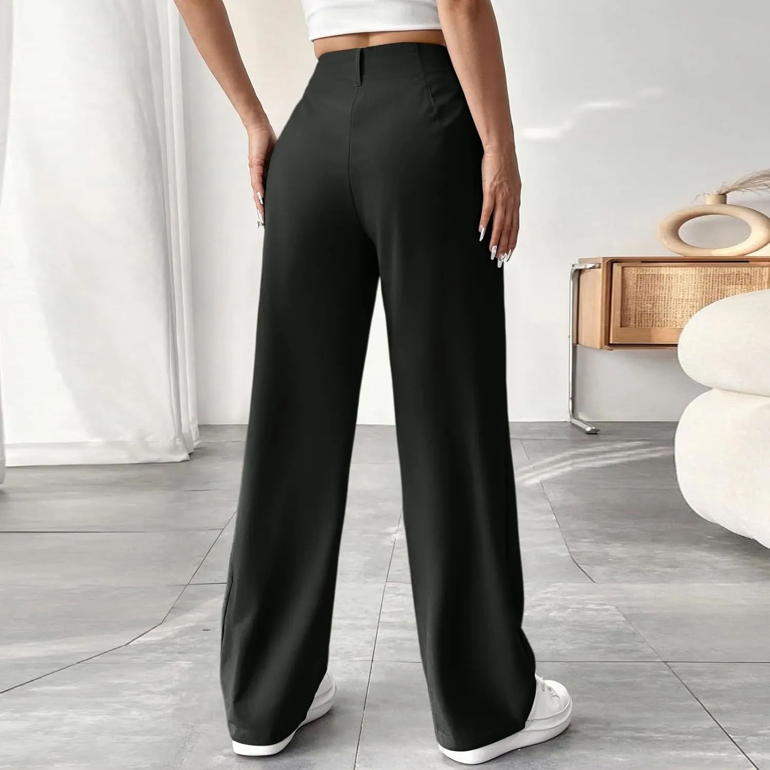 Palazzo Pants for Women Summer Casual Flowy Wide Leg Pants High Waisted Ladies Lightweight Work Pant with Pockets