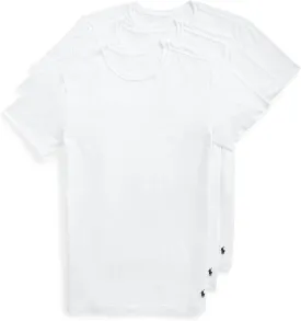 POLO Men's Slim Fit Stretch Crew Tee, White/Cruise Navy-3 Pack, Small