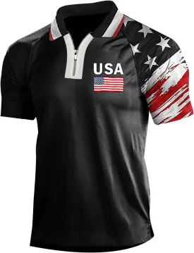 Polos for Men 2024 Comfort Soft Loose Outdoor Sports Lapel Solid Color Camouflage Printing Raglan Sleeve Top Short