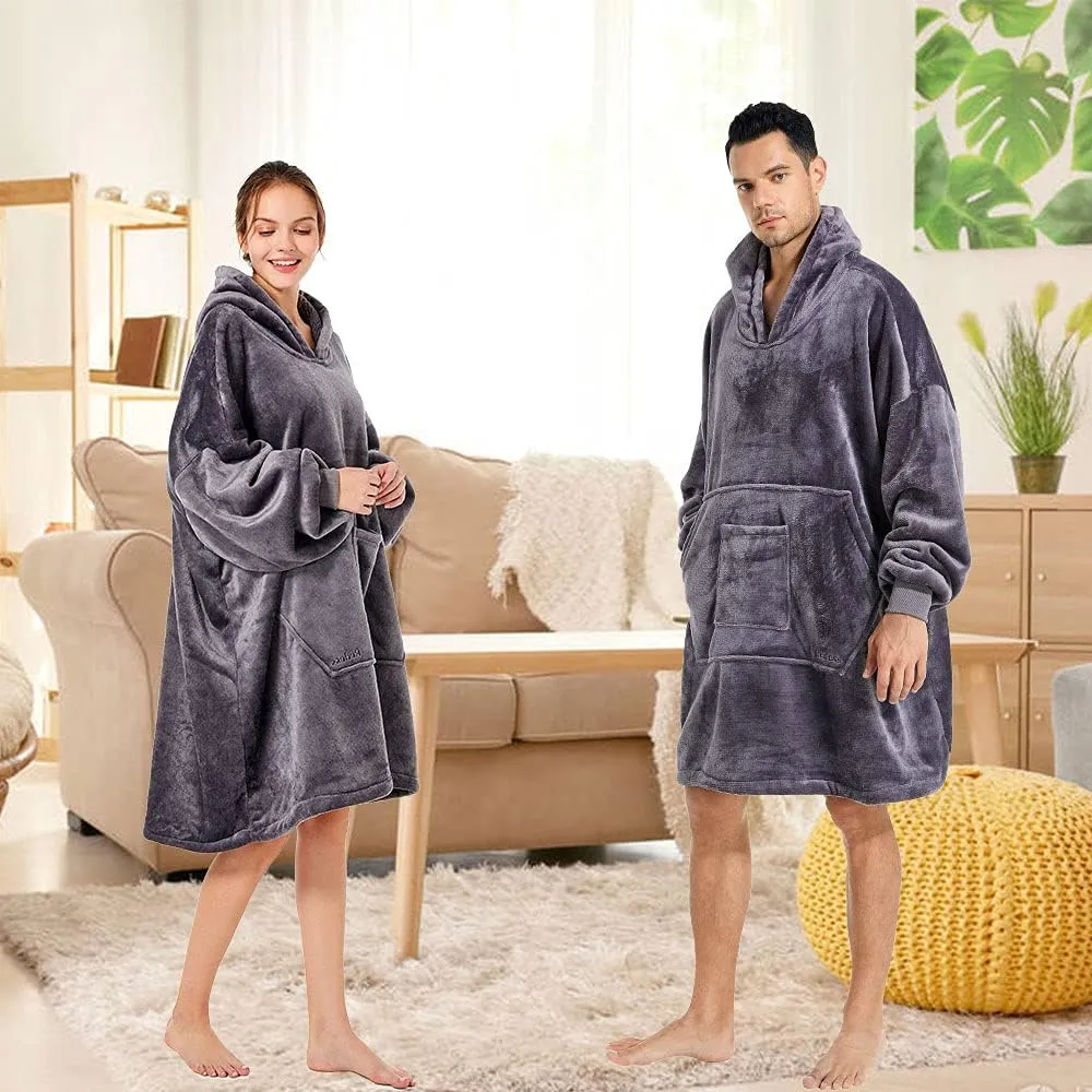 REDESS Blanket Hoodie Sweatshirt, Wearable Blanket Oversized Sherpa with Sleeves and Giant Pocket, Cozy Hoodie for Adult Kids