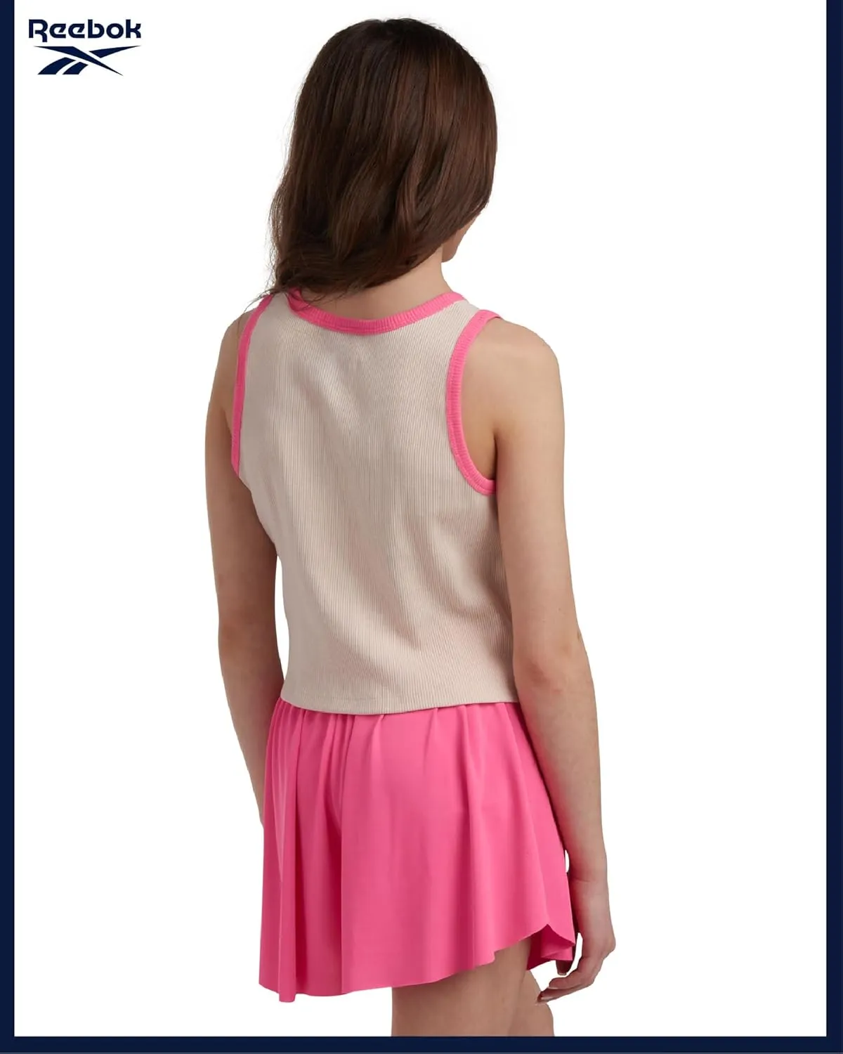 Reebok Girls' Active Shorts Set - 2 Piece Ribbed Knit Sleeveless Tank Top and Butterfly Shorts with Drawstring (Sizes: 7-12)