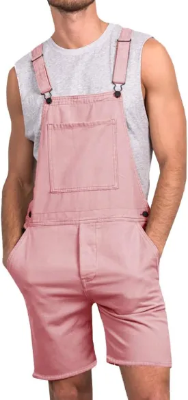 Runcati Mens Casual Bib Overall Shorts Lightweight Cotton Loose Fit Denim Jumpersuit Walkshort Pockets Rompers