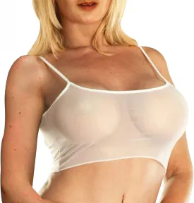 SHERRYLO Sheer Tank Tops for Women See Through Stretch Crop Top Summer Sleeveless Strap Mesh Cami Top