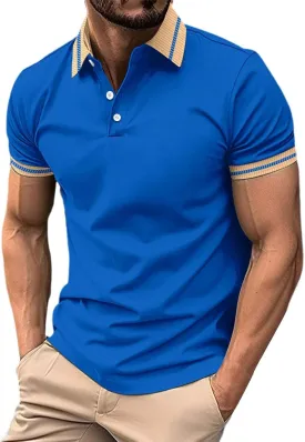 Short Sleeve Polo Shirts for Men Casual Fashion Athletic Polo Bodybuilding Workout Breathable Slim Fit Polo Shirts