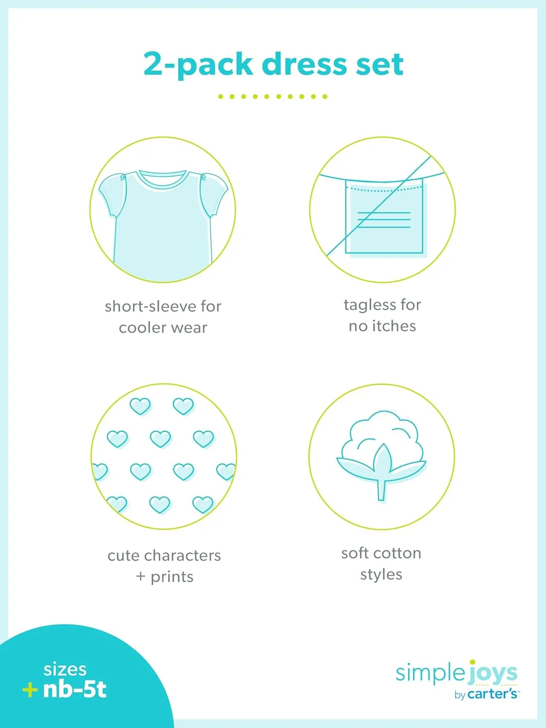 Simple Joys by Carter's Girls' Short-Sleeve and Sleeveless Dress Sets, Pack of 2