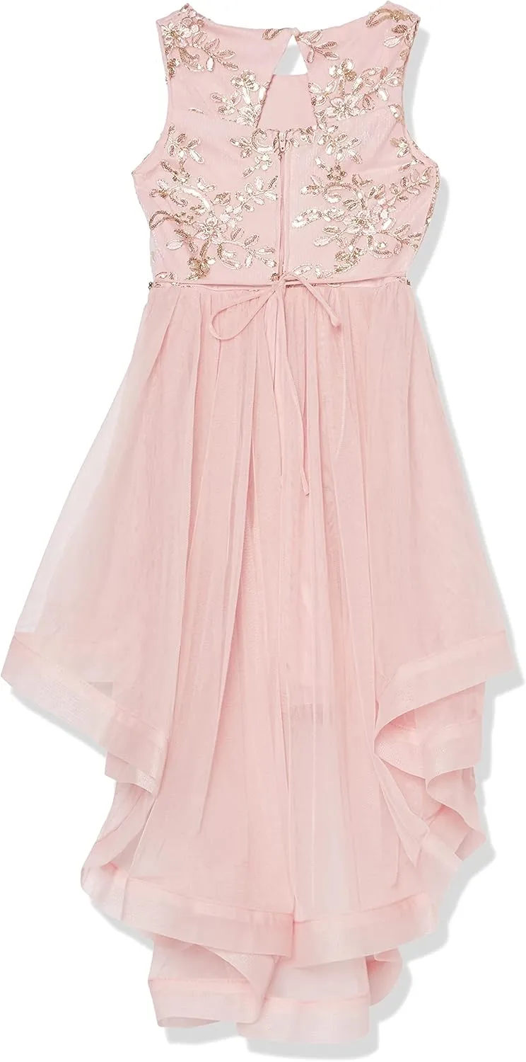 Speechless Girls' 7-16 Tween Maxi Dress with Wide Ribbon Hem for Formal Dance Or Party