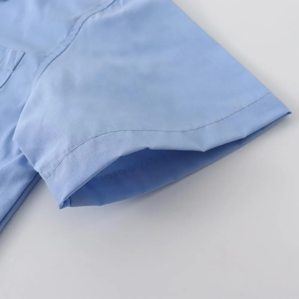 Spring&Gege Boys' Short Sleeve Dress Shirts Formal Uniform Poplin Solid