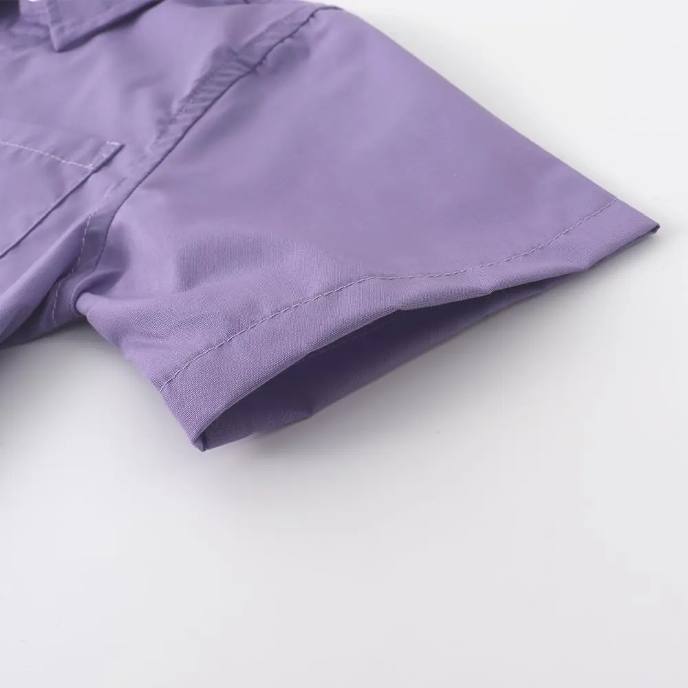 Spring&Gege Boys' Short Sleeve Dress Shirts Formal Uniform Poplin Solid