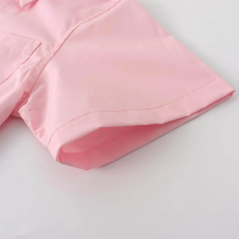 Spring&Gege Boys' Short Sleeve Dress Shirts Formal Uniform Poplin Solid
