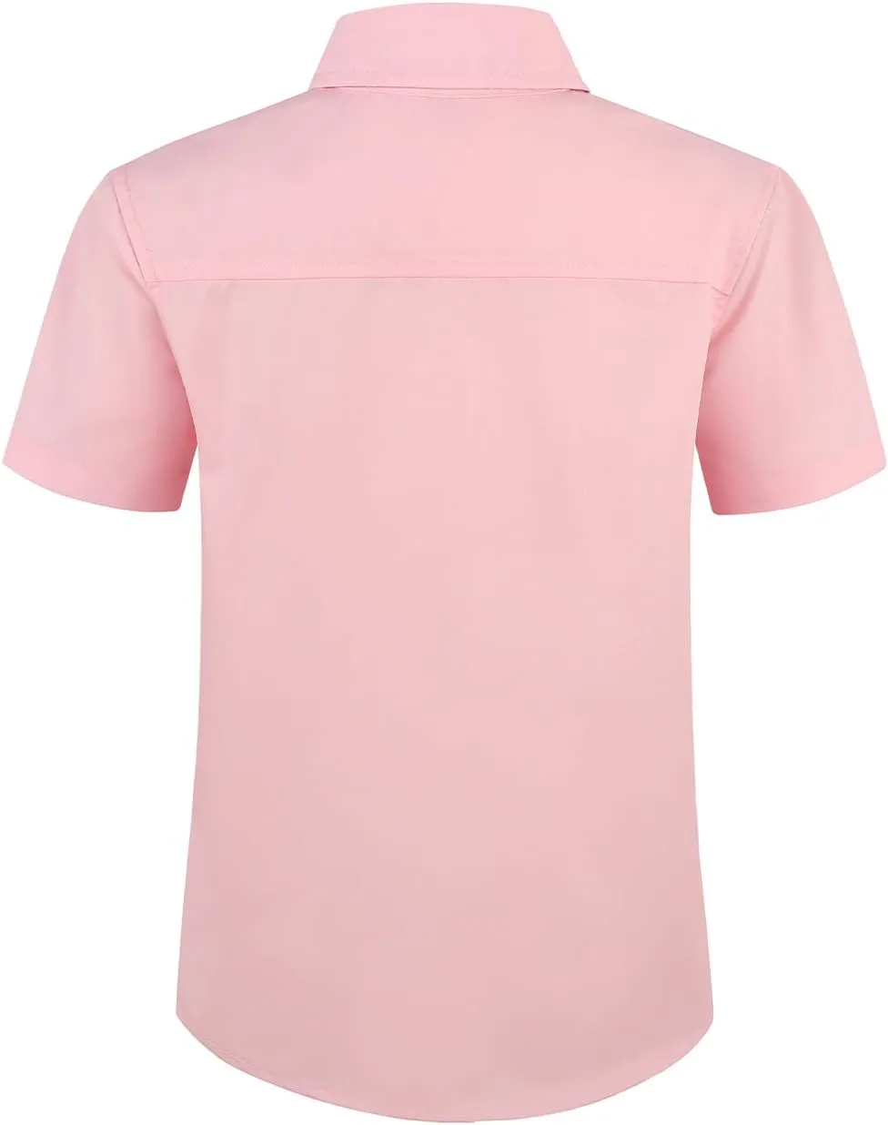 Spring&Gege Boys' Short Sleeve Dress Shirts Formal Uniform Poplin Solid