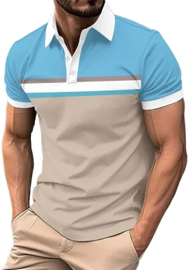 T Shirts for Man and Summer Casual Short Sleeved Buttons Lapel Solid Color Short Sleeved T Shirt Tops Mens Golf Polo