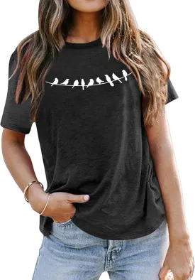 VVNTY Bird Shirts Women: Bird Lover T Shirt Nature Lover Gift Shirt Cute Animal Graphic Tee Tops