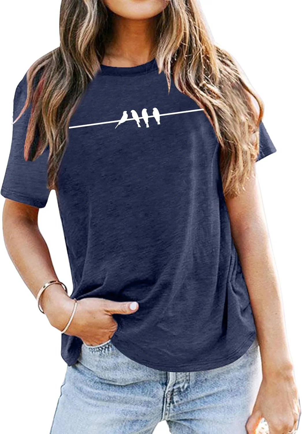 VVNTY Bird Shirts Women: Bird Lover T Shirt Nature Lover Gift Shirt Cute Animal Graphic Tee Tops