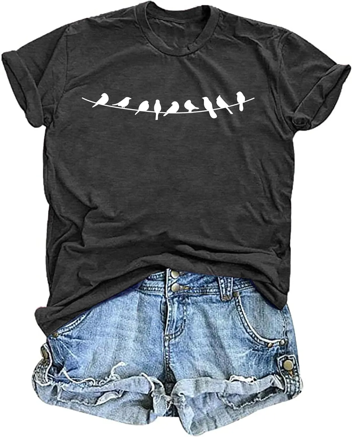 VVNTY Bird Shirts Women: Bird Lover T Shirt Nature Lover Gift Shirt Cute Animal Graphic Tee Tops