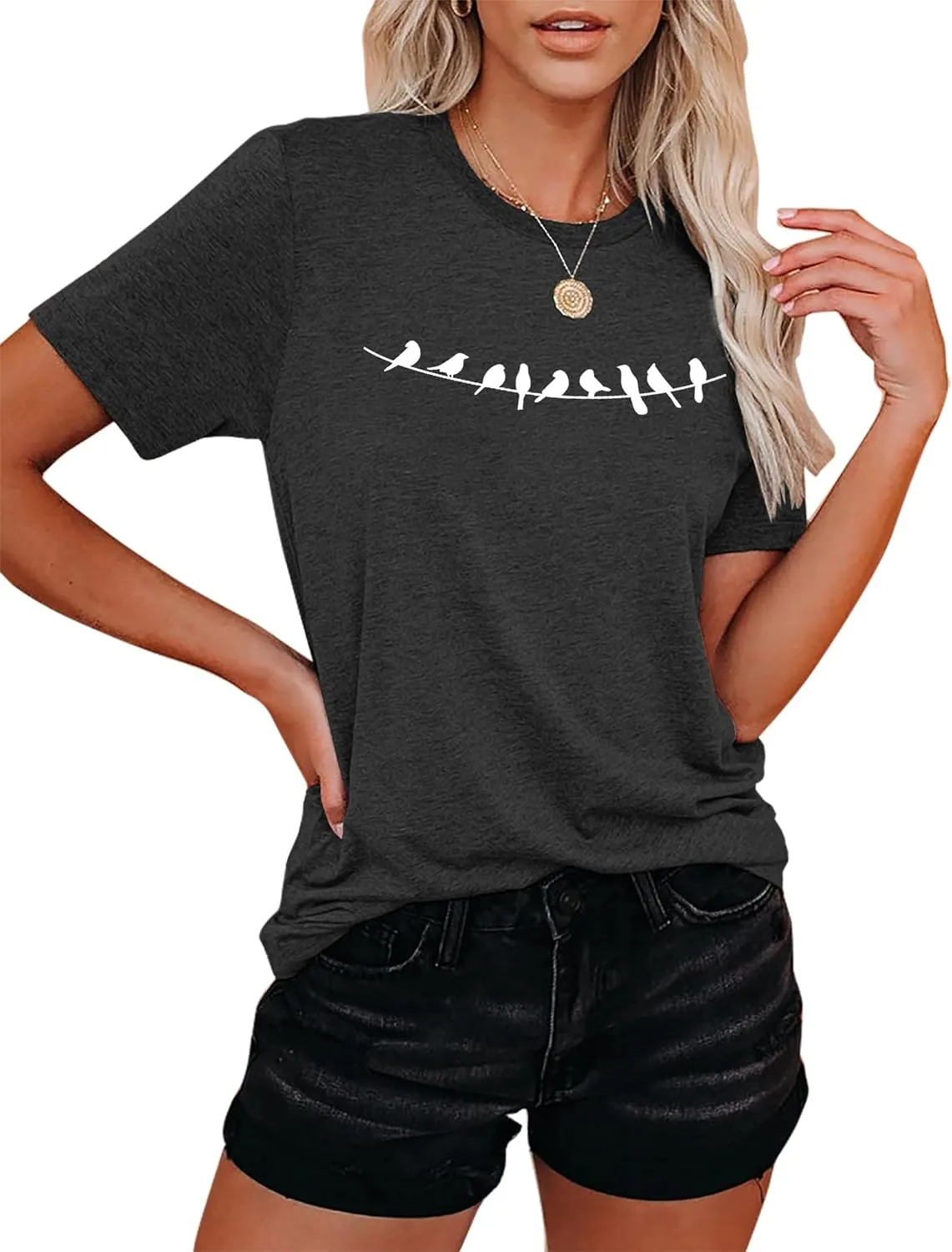 VVNTY Bird Shirts Women: Bird Lover T Shirt Nature Lover Gift Shirt Cute Animal Graphic Tee Tops