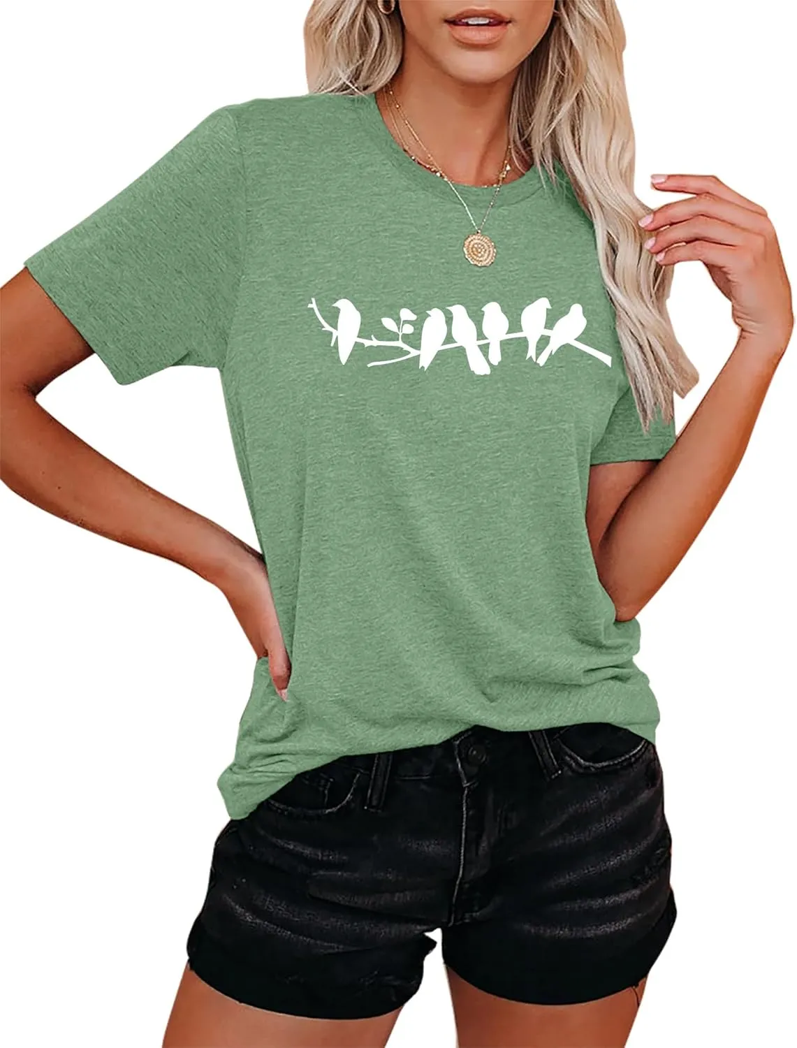 VVNTY Bird Shirts Women: Bird Lover T Shirt Nature Lover Gift Shirt Cute Animal Graphic Tee Tops