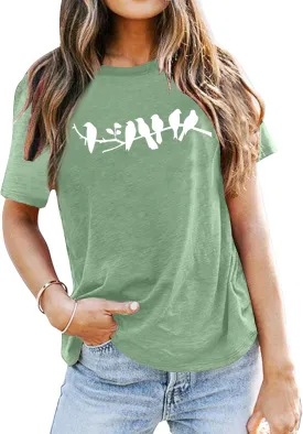 VVNTY Bird Shirts Women: Bird Lover T Shirt Nature Lover Gift Shirt Cute Animal Graphic Tee Tops
