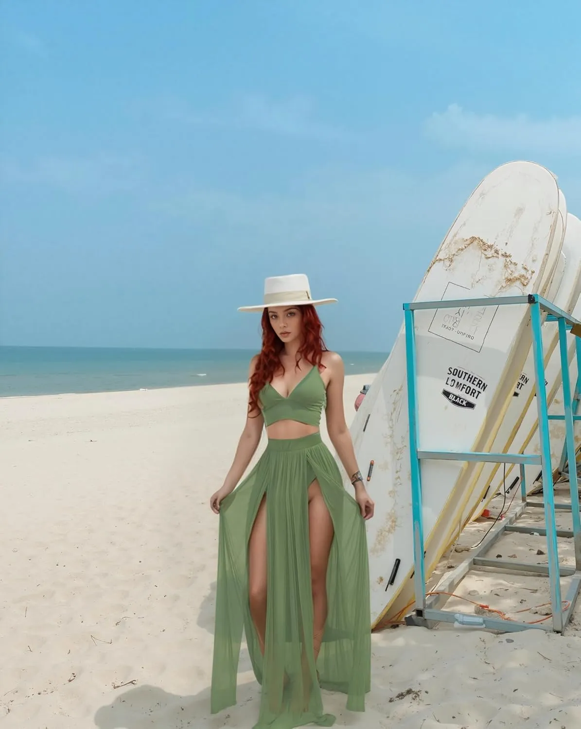Women Sexy 2 Piece Outfits Dress Chiffon Strap Deep V Neck Bra Crop Top High Split Maxi Dresses Skirt Set