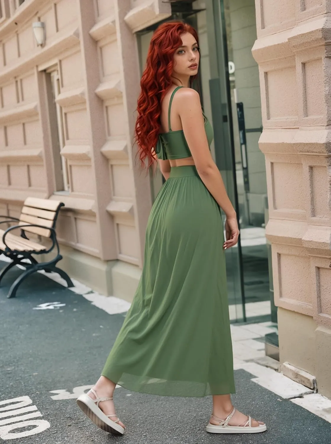 Women Sexy 2 Piece Outfits Dress Chiffon Strap Deep V Neck Bra Crop Top High Split Maxi Dresses Skirt Set