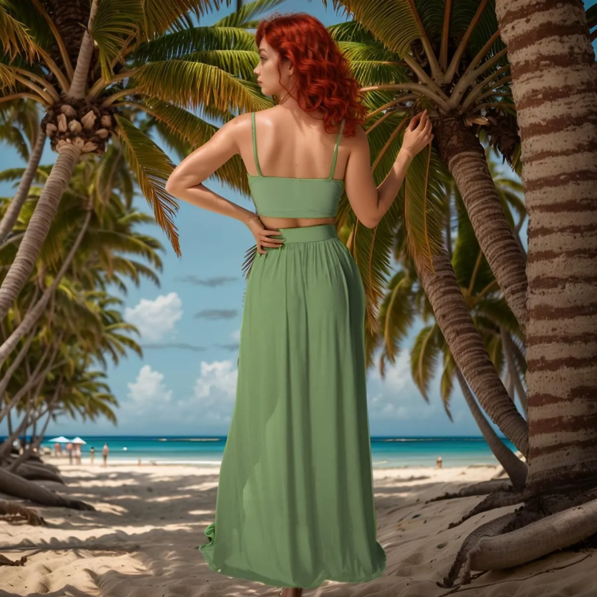 Women Sexy 2 Piece Outfits Dress Chiffon Strap Deep V Neck Bra Crop Top High Split Maxi Dresses Skirt Set