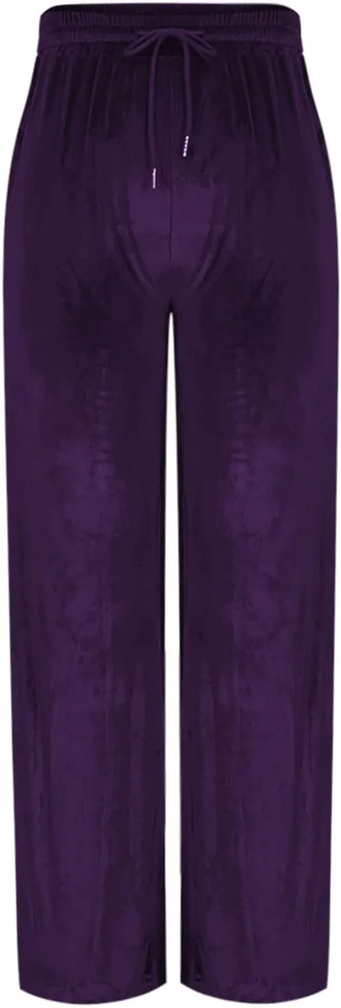 Women Velour Pants Soft Velvet Sweatpants Straight Leg Athletic Joggers Casual Lounge Pajama Pants with Pockets