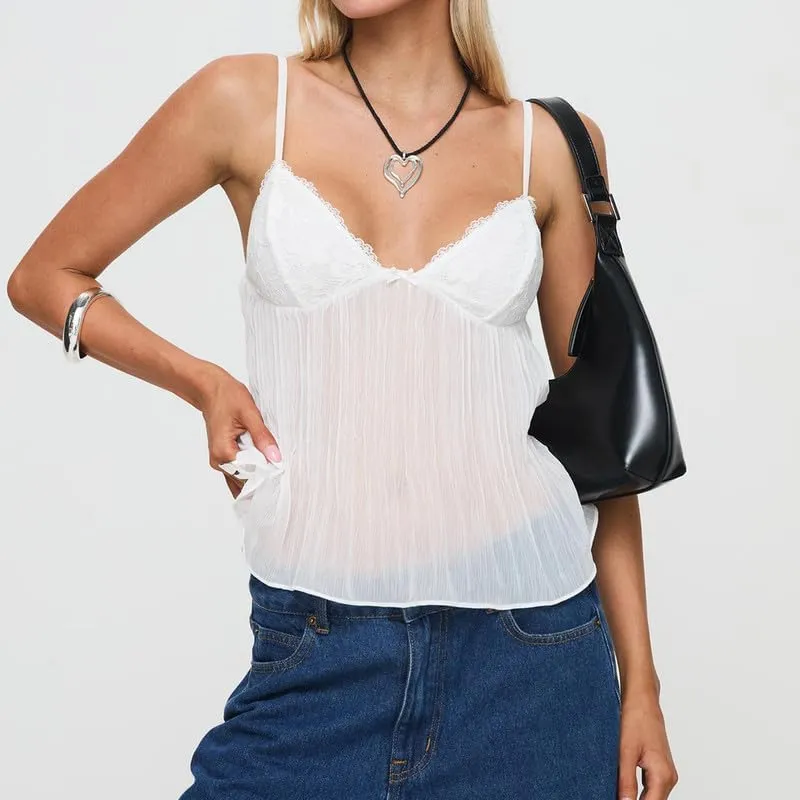 Women Y2k Babydoll Tank Tops Lace Trim V Neck Crop Cami Spaghetti Strap Peplum Top Summer Cute Aesthetic Flowy Shirts