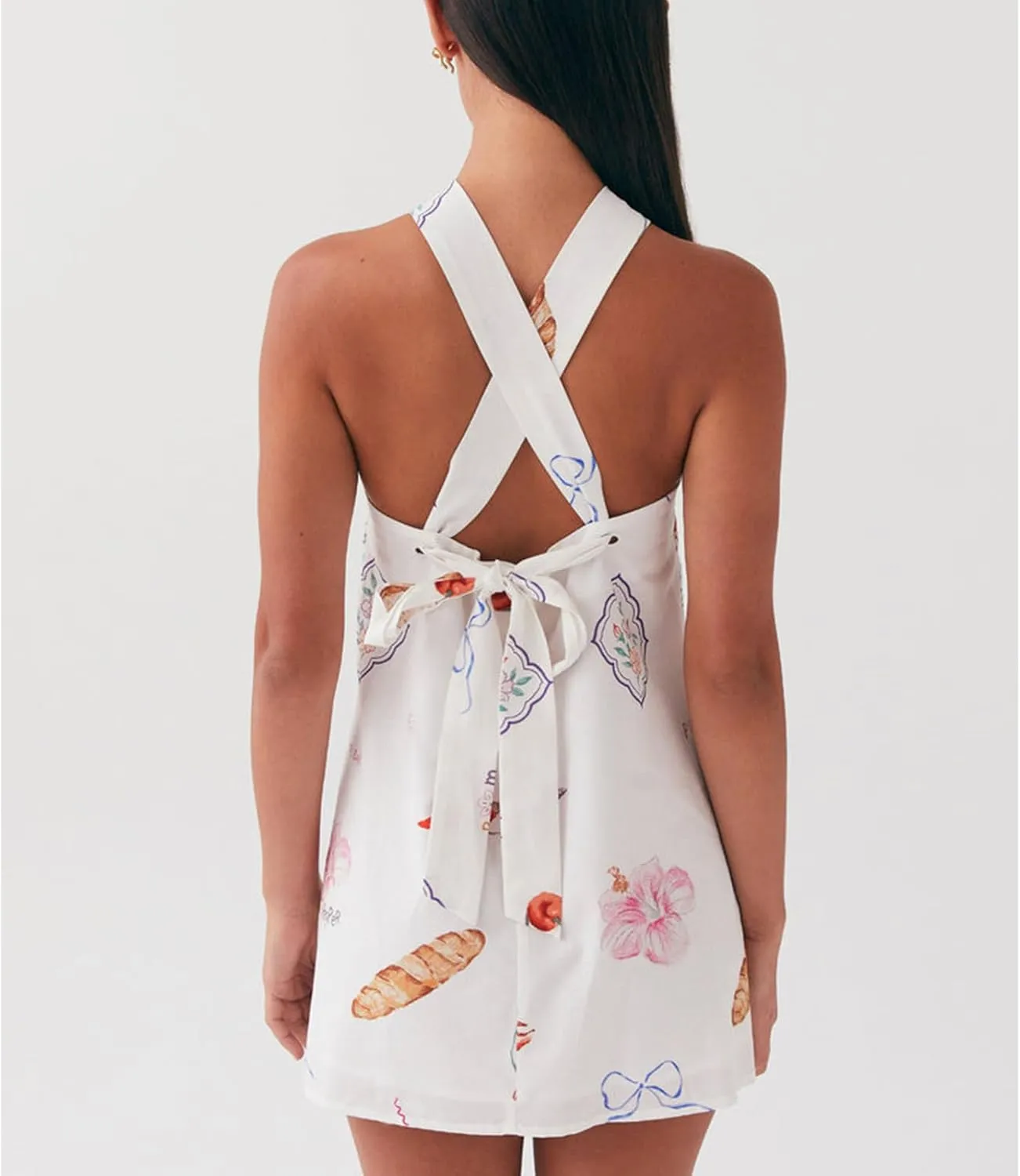 Women Y2K Halter Mini Dress Sexy Sleeveles Open Back Slim Fit Short Dress Tie Back Cocktail Party Night Out Sundress
