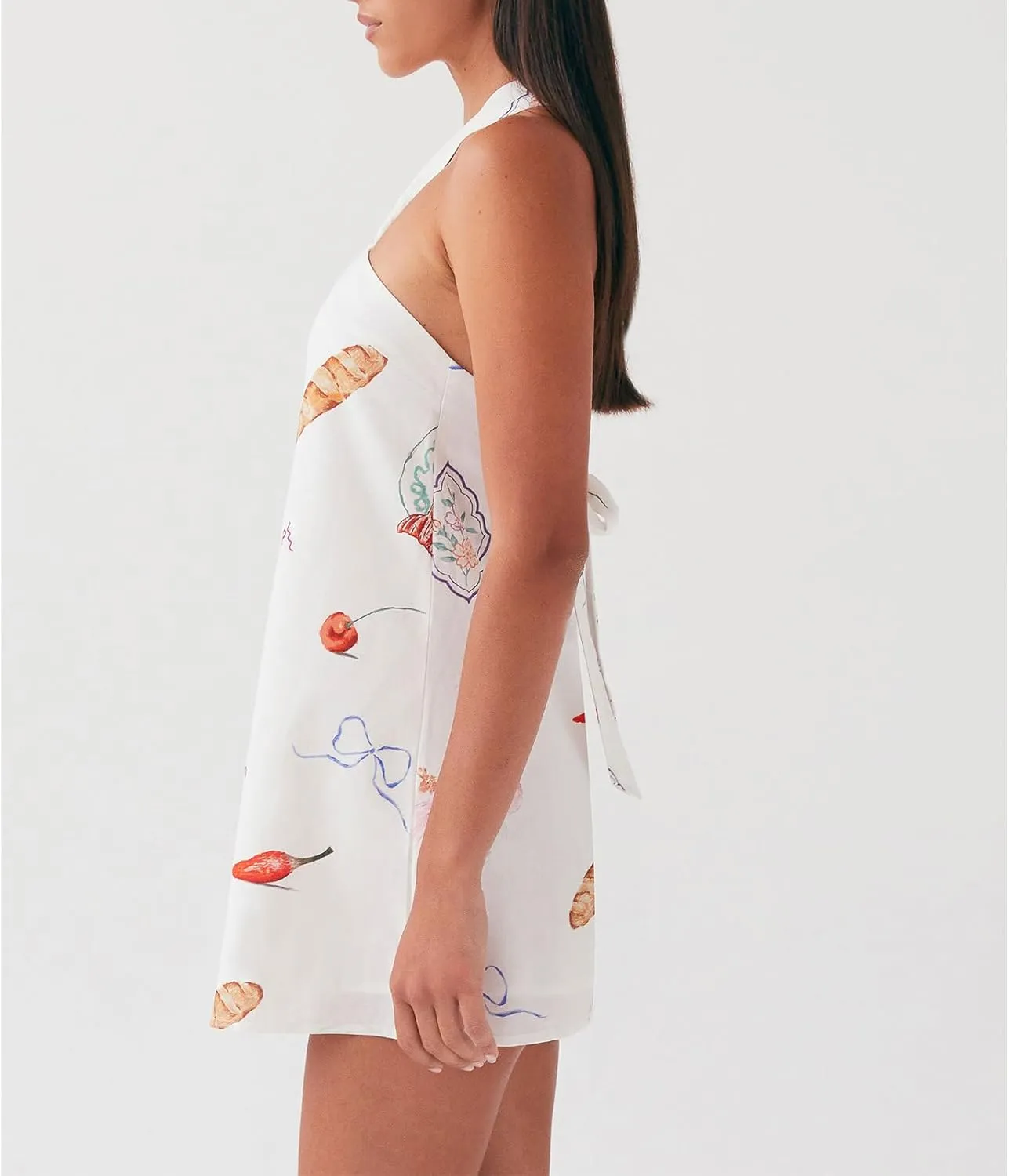 Women Y2K Halter Mini Dress Sexy Sleeveles Open Back Slim Fit Short Dress Tie Back Cocktail Party Night Out Sundress