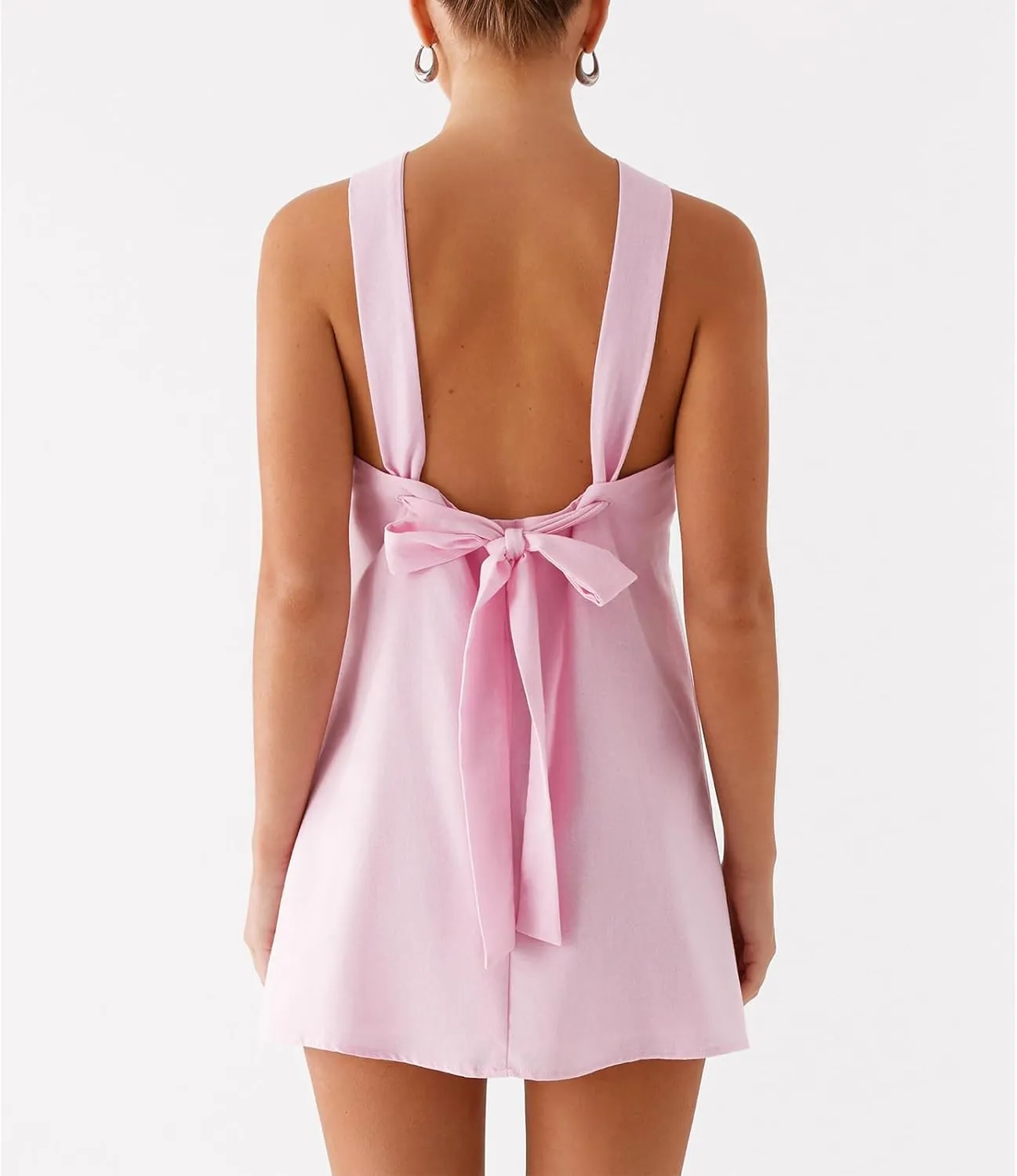 Women Y2K Halter Mini Dress Sexy Sleeveles Open Back Slim Fit Short Dress Tie Back Cocktail Party Night Out Sundress