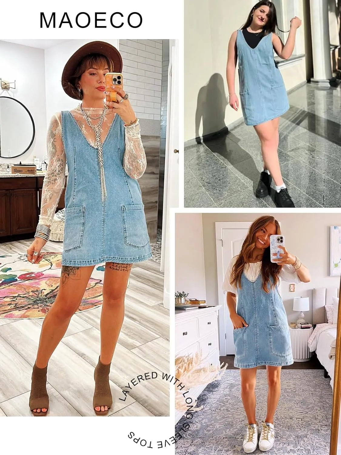 Womens High Roller Overalls Denim Dress Loose Casual Sleeveless Mini Pinafore Jean Romper Skirtall with Pockets