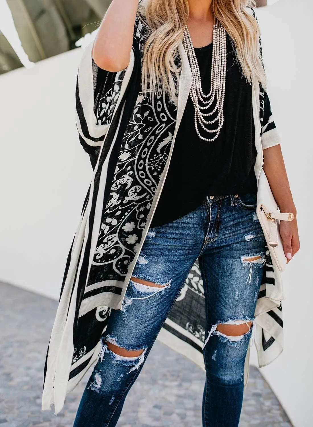 Women's Kimono Swimsuit Coverups Summer Beach Casual Loose Cardigans for Swimwear