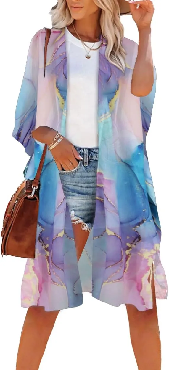 Women's Kimono Swimsuit Coverups Summer Beach Casual Loose Cardigans for Swimwear