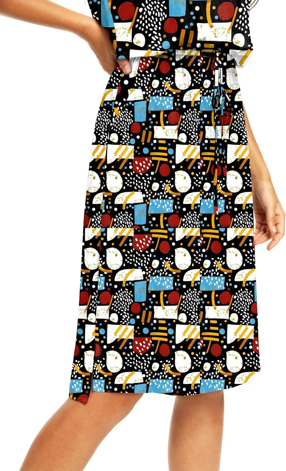 Womens Summer Hide Belly Knee Length Travel Dress Pocket 2025 Spring Short Sleeve Midi Work Casual Teacher Outfits