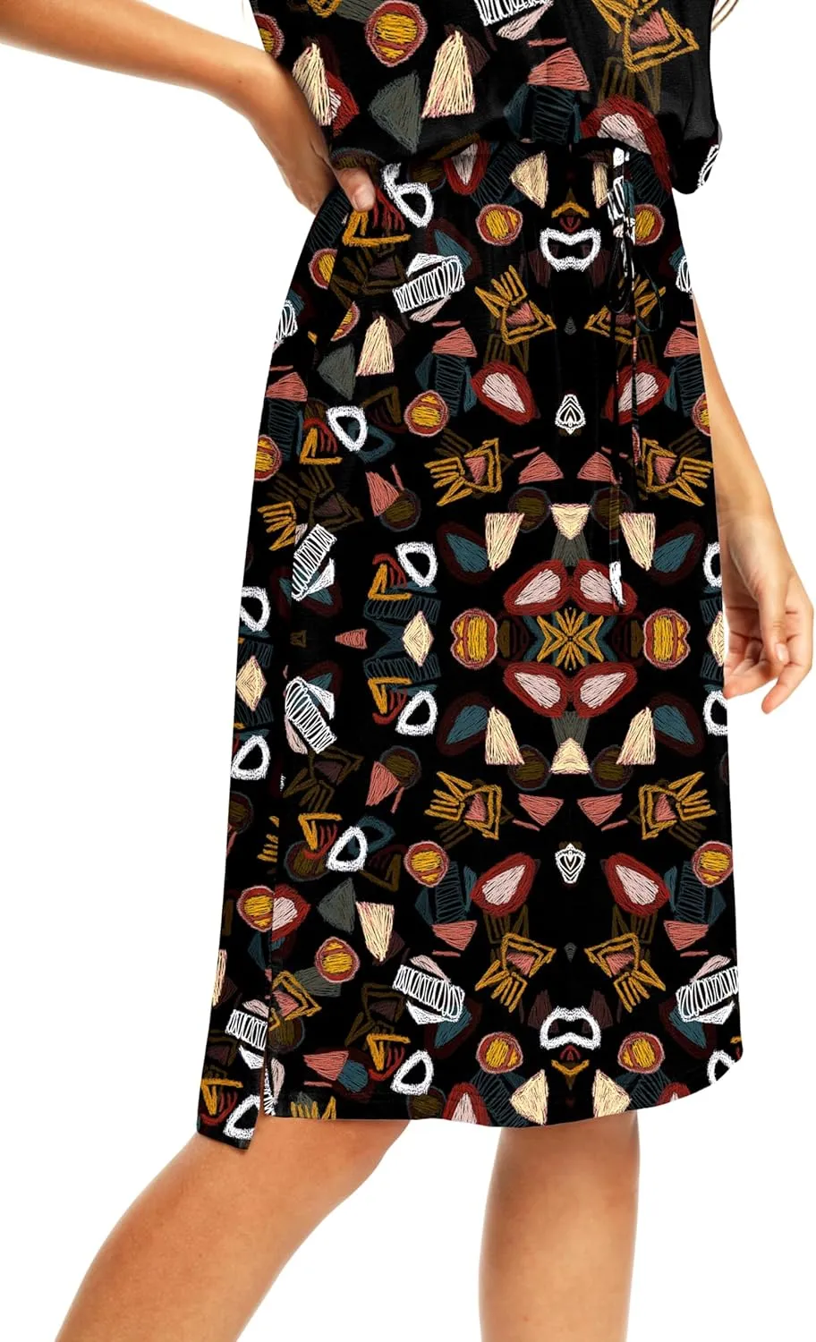 Womens Summer Hide Belly Knee Length Travel Dress Pocket 2025 Spring Short Sleeve Midi Work Casual Teacher Outfits